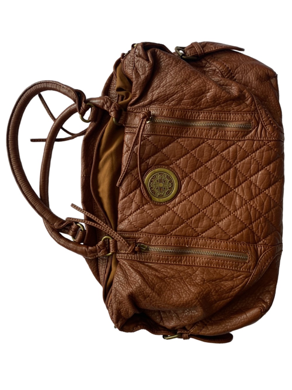 Bohemian Witchy Western Travel Tan Everyday Casual Quilted Medium Size Purse